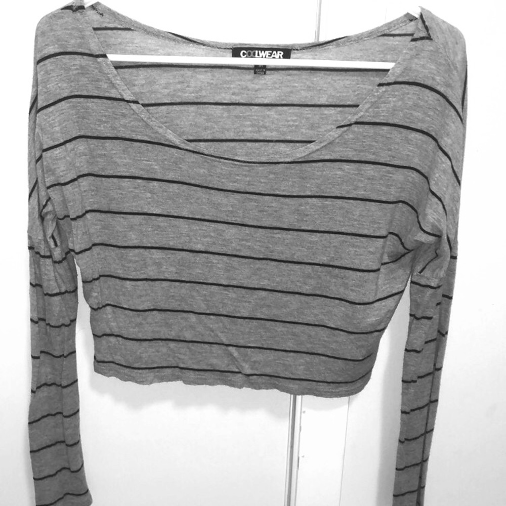 Gray and Black Striped Long Sleeve Shirt